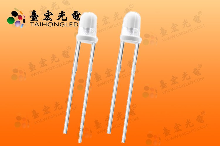 台宏白发黄led灯珠,F3白发黄光灯珠,圆头透明白发黄发光二极管3mm